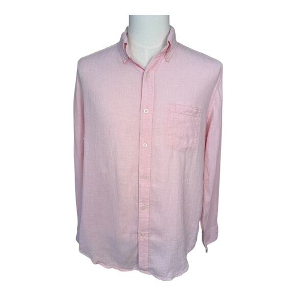 J. Crew Men’s Large Pink Classic Linen-Blend Shirt Button Down‎ Casual - Picture 1 of 8